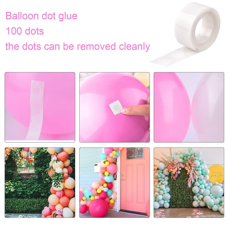 FEPITO 124Pcs Tropical Balloons Garland Kit - Pink Green Balloon Arch With Palm Leaves, Tape Strip, Dot Glue and Tying Tool for Party Decor, Birthday Supplies - Image 4